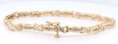 Elegant Yellow Gold XO Link Diamond Bracelet