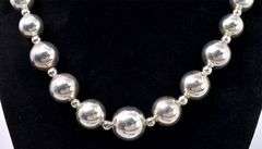 Silver Bead Necklace In Sterling Silver