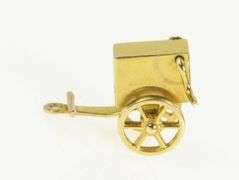 14K Yellow Gold 3D Vintage Ice Cream Cart Articulated Charm/Pendant