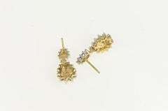 14K Yellow Gold Diamond Tear Drop Pear Cluster Vintage Earrings