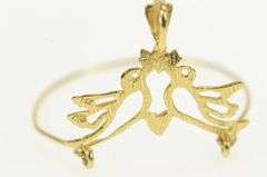 14K Yellow Gold Diamond Cut Love Bird Charm Holder Loop Pendant
