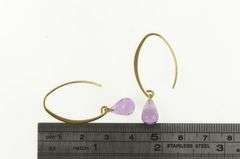 14K Yellow Gold Amethyst Faceted Drop Dangle Hook Vintage Earrings