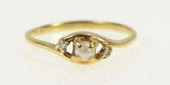 10K Yellow Gold Pearl Diamond Accent Vintage Classic Simple Ring