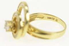 14K Yellow Gold Round Spinner Busy CZ Sparkly Statement Ring