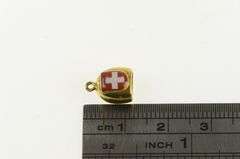 10K Yellow Gold Swiss Cross Enamel 3D Bell Articulated Charm/Pendant