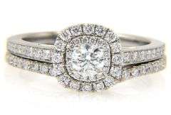 1.05ctw Round Diamond Double Cushion Frame Bridal Set in 14K