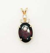 14kt Solid Yellow Gold, Garnet, & Diamond Pendant