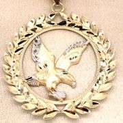 14K GOLD DIAMOND CUT EAGLE CHARM WITH CHAIN