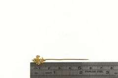 14K Yellow Gold Elaborate Fleur De Lis Seed Pearl Antique Stick Pin