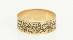 10K Yellow Gold 6.4mm Victorian Scroll Pattern Wedding Band Ring