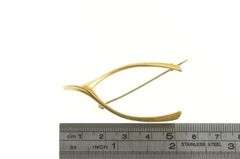 14K Yellow Gold Wish Bone Retro Good Luck Symbol Pendant