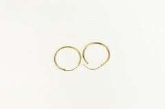 14K Yellow Gold 13.7mm Round Classic Vintage Simple Hoop Earrings