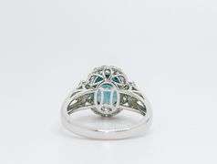 14KT SOLID GOLD, RARE BLUE ZIRCON, & DIAMOND RING