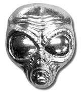 2 oz. FINE SILVER ALIEN HEAD- POURED BAR