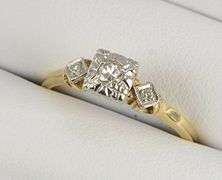 14K Yellow Gold 1940's Classic Diamond Promise Engagement Ring