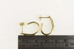 14K Yellow Gold Ornate Diamond Oval Semi Hoop Vintage Earrings