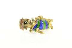 18K Yellow Gold Enamel Stylized Caterpillar Hobo Diamond Pin/Brooch