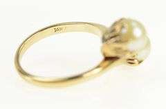 14K Yellow Gold 1950's Pearl Ornate Vintage Bypass Statement Ring