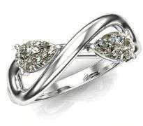 Twin Pear Cut Solitaires VVs1 Fire Moissanite Ring