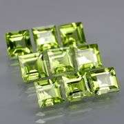 Princess cut unheated! 6.54ct Peridot set