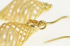 18K Yellow Gold Pearl Twist Dangle Vintage Statement Earrings