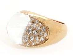 Cartier Vintage Myst de Cartier Rock Crystal and Diamond Dome Ring in 18K