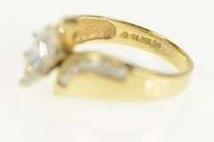 14K Yellow Gold Marquise Cubic Zirconia Bypass Statement Ring