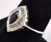 Black Gemstone Ring In Sterling Silver