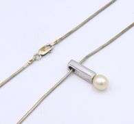 Sterling Silver Pearl Pendant on Italian Snake Chain