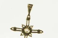 10K Yellow Gold Classic Vintage Cross Christian Faith CZ Charm/Pendant