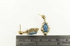 14K Yellow Gold Black Opal Doublet Chip Inlay Diamond Earrings