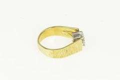 14K Yellow Gold 1960's Squared Diamond Cluster Textured Ring