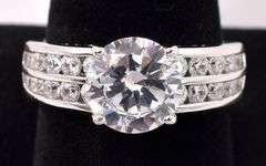 Large CZ Ring In Sterling Silver