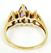 Vintage 10K Amethyst's & Diamonds Ring, 5.75