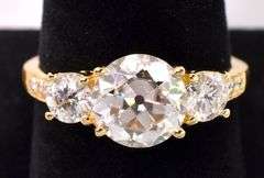 Vermeil Large CZ Ring In Sterling Silver