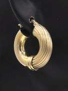 Amazing Yellow Gold Satin Finish Textured Hoop
