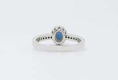 14kt Solid White Gold, Blue Sapphire, & Diamond Ring