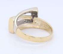 Stunning Two Tone Gold Bezel Set Diamond Buckle Ring