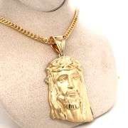 14K YELLOW GOLD JESUS FACE CHARM WITH CHAIN