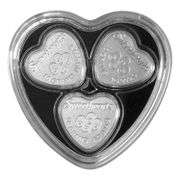 SWEETHEARTS CANDY PAMP SUISSE 3-HEART SET-30.0 GRAMS OF .9999 FINE SILVER