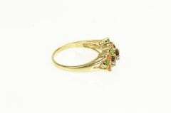 14K Yellow Gold Garnet Peridot Citrine Statement Band Ring