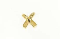 14K Yellow Gold Diamond Syn. Black Opal Inlay X Criss Cross Pendant