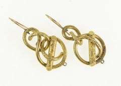 14K Yellow Gold Victorian Vine Knot Dangle Statement Earrings
