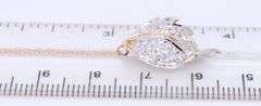 Handsome Cubic Zirconia Leaf Pendant on Chain in Yellow Gold