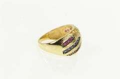 14K Yellow Gold Domed Yellow Pink Blue Sapphire Statement Ring