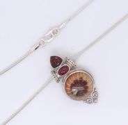 Sajen 925 Sterling Silver Signed Gemstone Pendant on Italian Chain Necklace