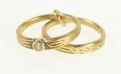 14K Yellow Gold Art Deco Engagement Bridal Set Wedding Charm/Pendant