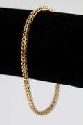 10k Yellow Gold Hollow Franco Wheat Rope Chain 3mm Bracelet 7"