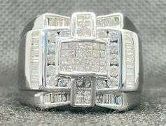 MENS 14K WHITE GOLD MULTI-SHAPE THICK DIAMOND RING (2.00 C.T. T.W.)