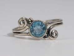 Sterling Silver Natural Blue Topaz Gemstone Ring Size 9